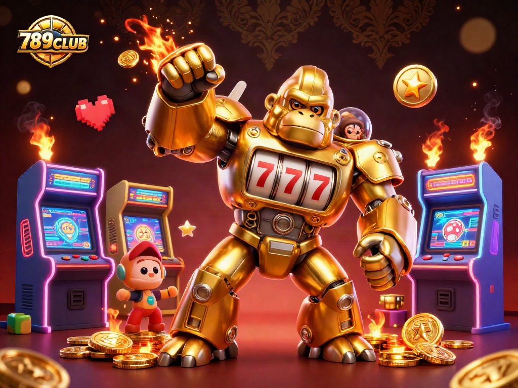 Win big with 789CLUB in a vibrant gambling scene featuring animated characters and casino elements.
