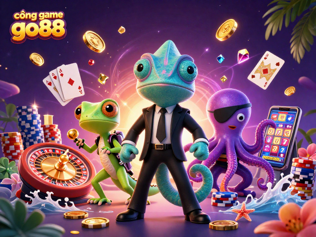 Engage in exciting gaming adventures at cổng game go88, featuring vibrant casino elements and thrilling characters.
