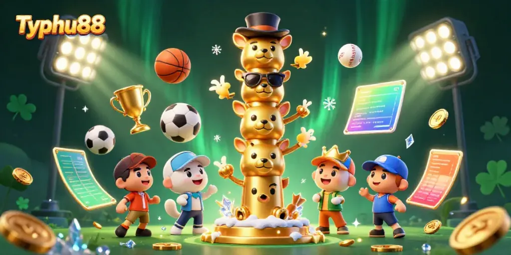 Engage with Typhu88 through dynamic sports betting action and colorful casino elements.