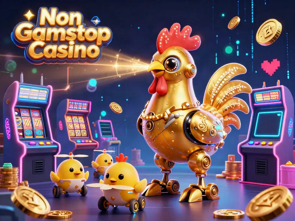 Experience a vibrant gaming adventure in a Non Gamstop Casino with dynamic 3D characters and slot machines.