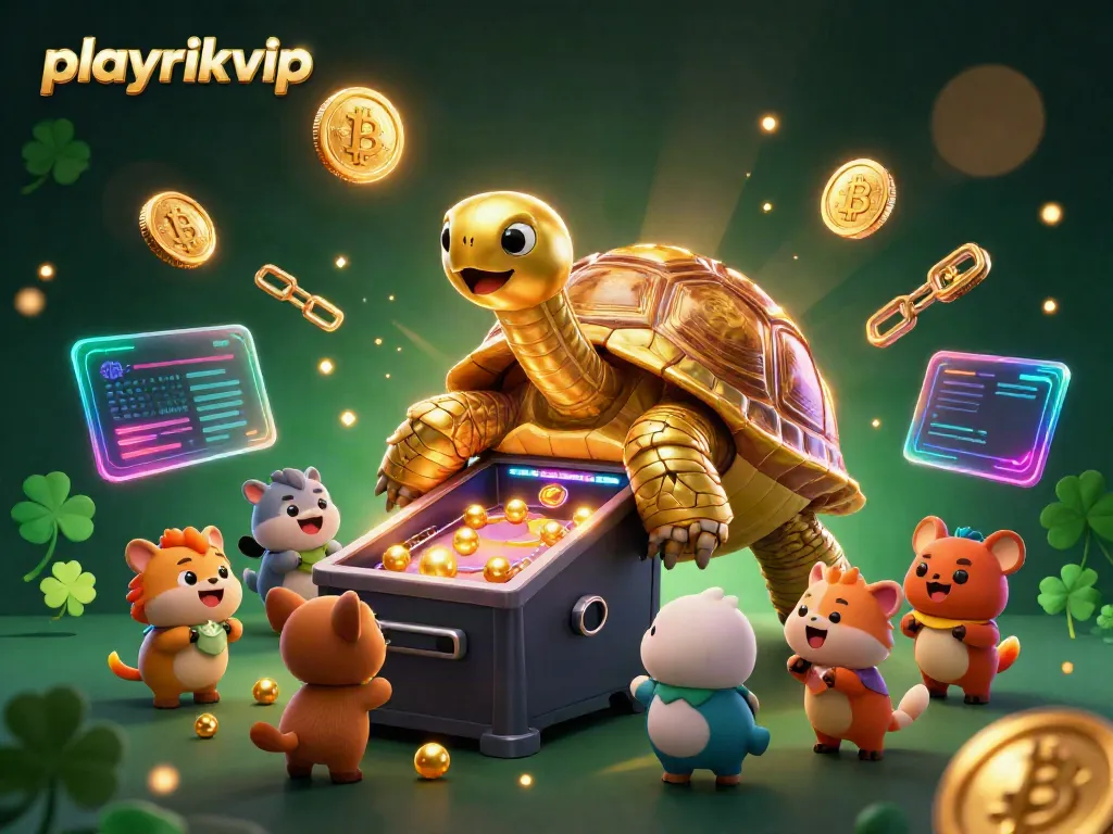 Engage in thrilling gameplay with playrikvip's vibrant crypto casino adventure featuring a pinball tortoise.