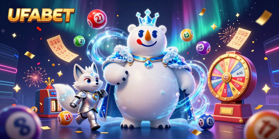 Win exciting lotteries with UFABET's vibrant 3D casino scene filled with colorful game elements.