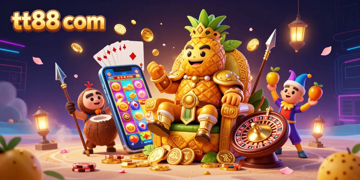 Experience fun at tt88 com with iconic characters and thrilling casino elements in this vibrant scene.