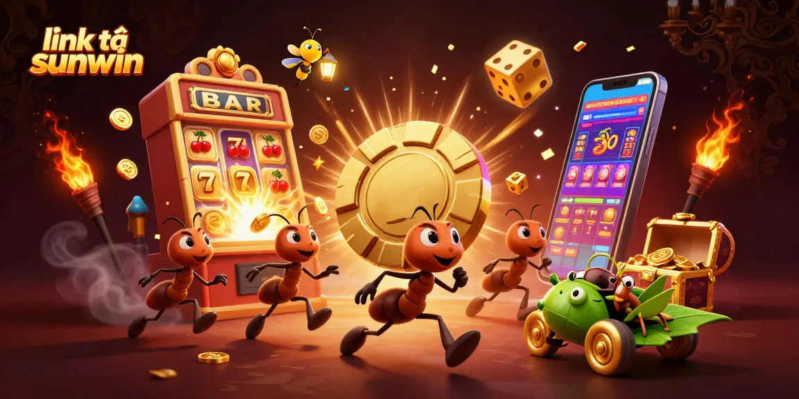 Experience thrilling adventures with link tải sunwin as ants carry a giant poker chip through a casino wonderland.