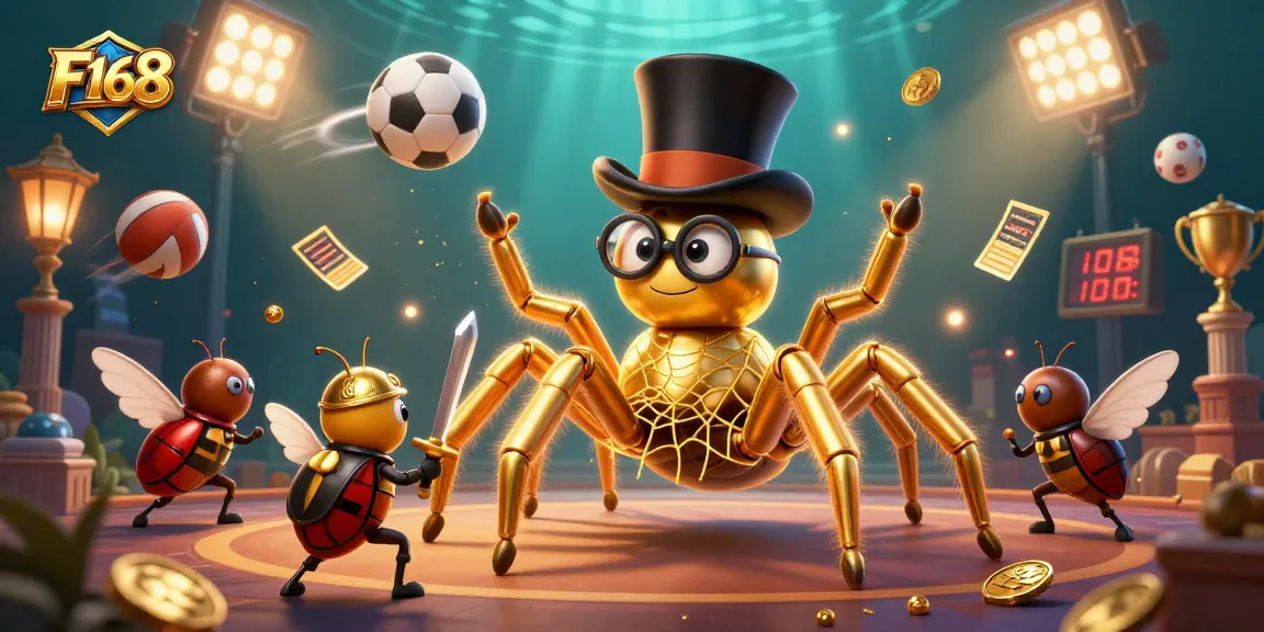 Experience thrilling gaming at F168 with a dynamic casino illustration showcasing engaging characters and casino elements.