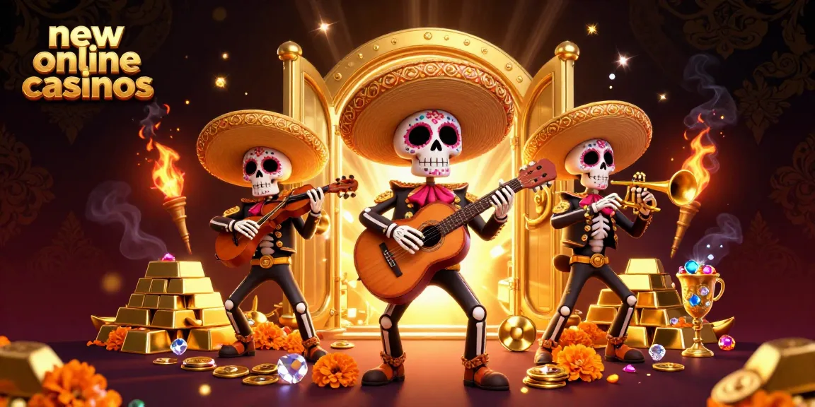Experience exciting new online casinos showcasing vibrant mariachi characters and golden treasures.